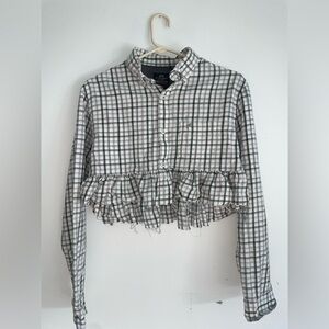 Cropped Flannel Shirt